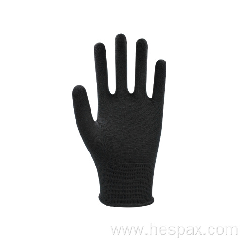 Hespax Breathable Work Protective Gloves Black Nylon Knitted